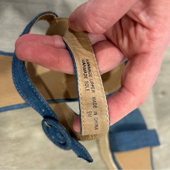 LOFT Blue Tan Espadrilles Wedge Platform Ankle Strap Sandal Women’s Size 9 - Picture 7 of 7